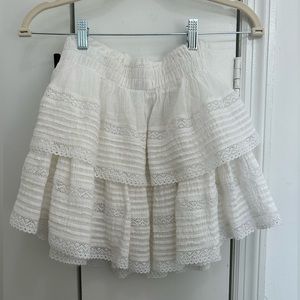 AERIE - Tiered Ruffle White Mini Skirt